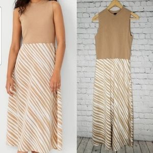 Ann Taylor Dress Small Womens Zebra Mixed Media Flare knit top Lined skirt